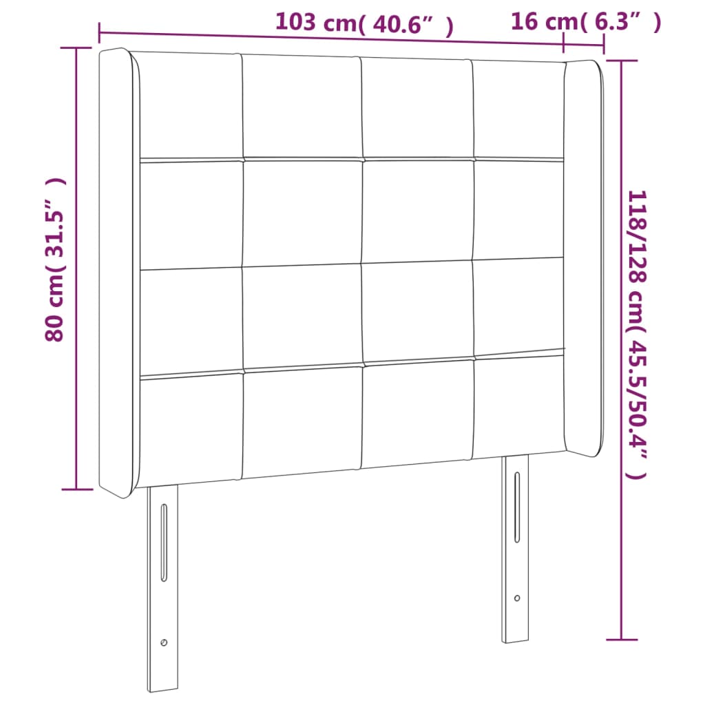 Κεφαλάρι με Πτερύγια Μαύρο 103x16x118/128 εκ. Υφασμάτινο