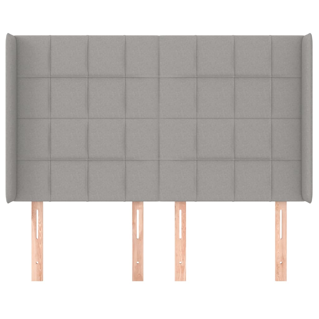 Κεφαλάρι με Πτερύγια Ανοιχτό Γκρι 147x16x118/128 εκ. Υφασμάτινο