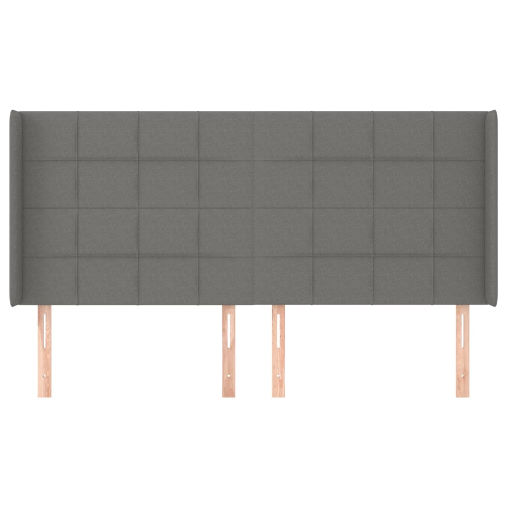 Κεφαλάρι με Πτερύγια Σκούρο Γκρι 163x16x118/128 εκ. Υφασμάτινο