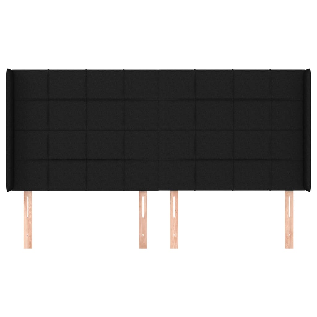 Κεφαλάρι με Πτερύγια Μαύρο 163x16x118/128 εκ. Υφασμάτινο