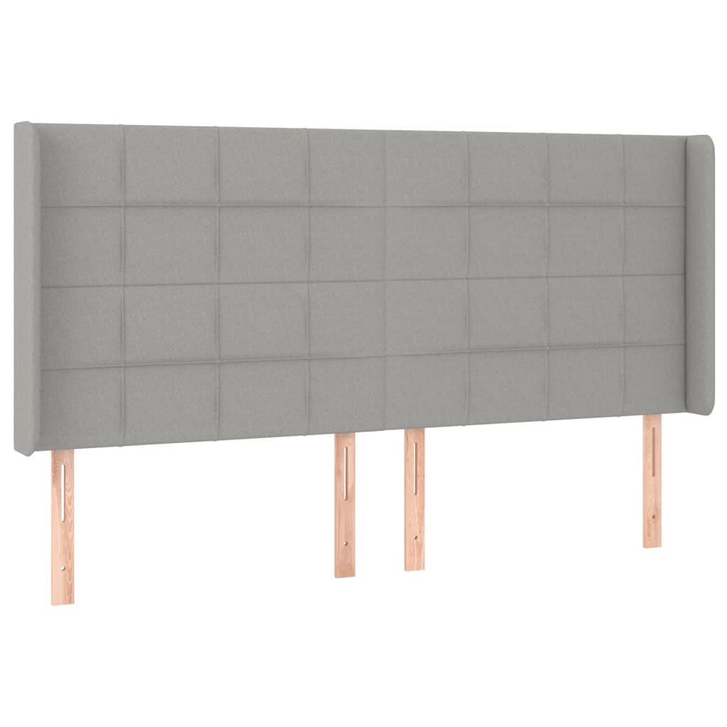 Κεφαλάρι με Πτερύγια Ανοιχτό Γκρι 183x16x118/128 εκ. Υφασμάτινο