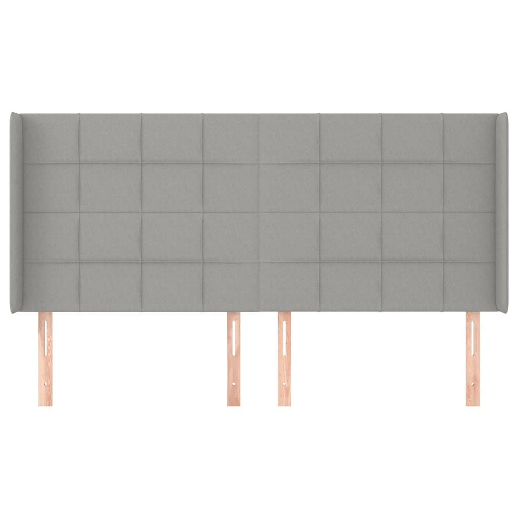 Κεφαλάρι με Πτερύγια Ανοιχτό Γκρι 183x16x118/128 εκ. Υφασμάτινο
