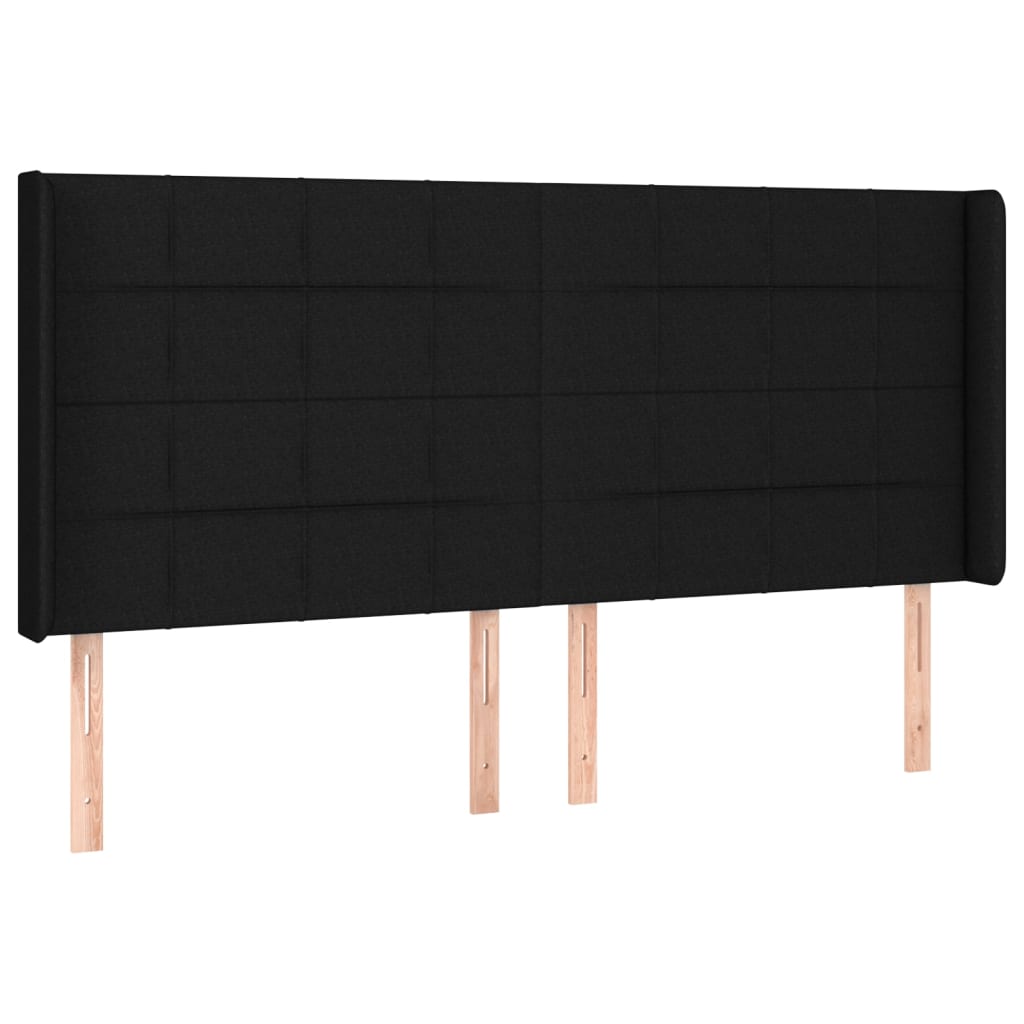 Κεφαλάρι με Πτερύγια Μαύρο 183x16x118/128 εκ. Υφασμάτινο