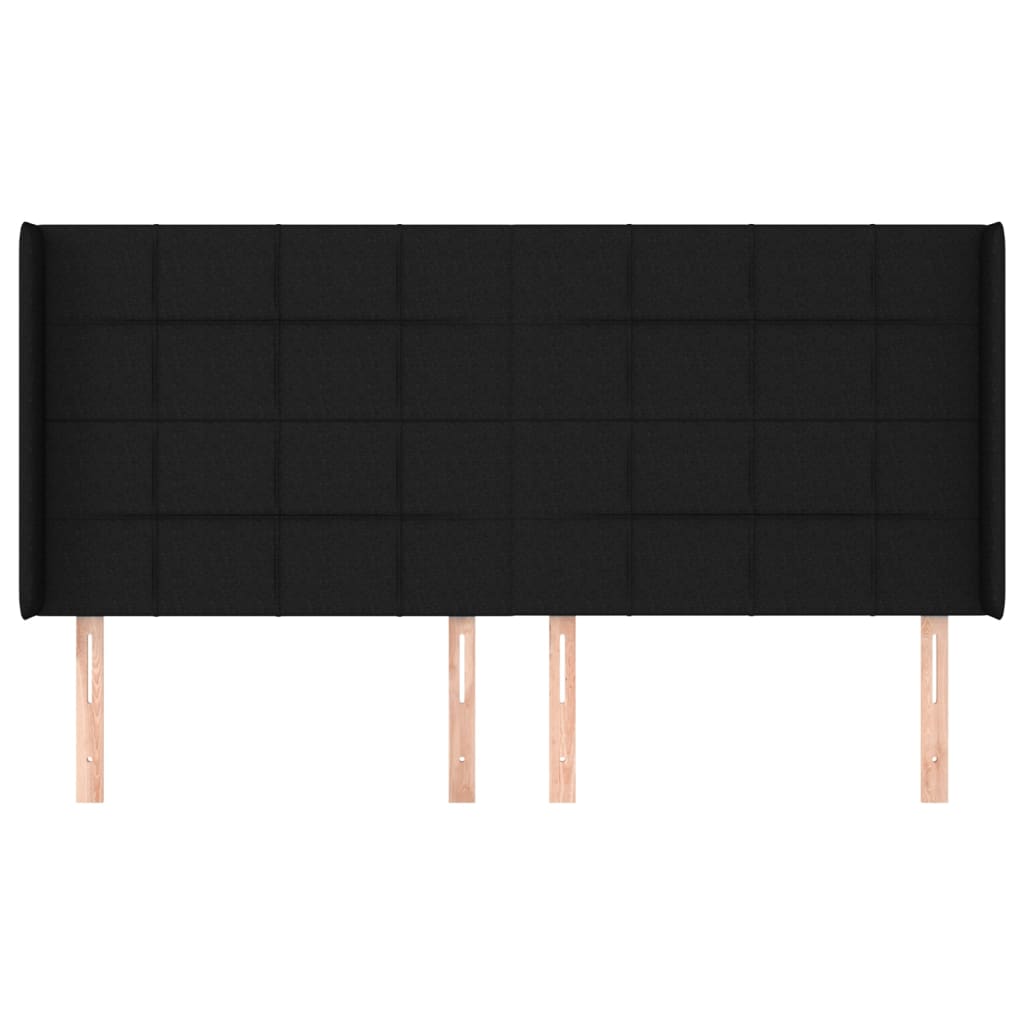 Κεφαλάρι με Πτερύγια Μαύρο 183x16x118/128 εκ. Υφασμάτινο