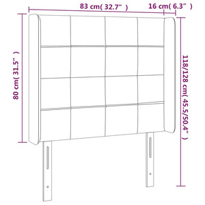 Κεφαλάρι με Πτερύγια Σκούρο Γκρι 83x16x118/128εκ.Βελούδινο