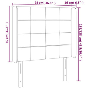 Κεφαλάρι με Πτερύγια Μαύρο 93x16x118/128 εκ. Βελούδινο - Pakobazaar