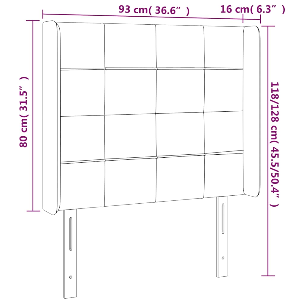 Κεφαλάρι με Πτερύγια Πράσινο 93x16x118/128 εκ. Βελούδινο - Pakobazaar