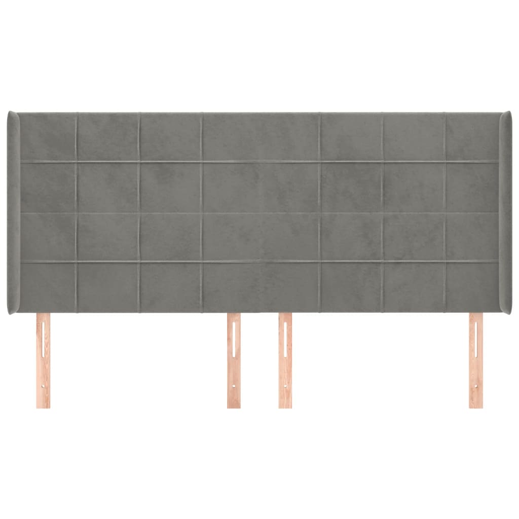 Κεφαλάρι με Πτερύγια Ανοιχτό Γκρι 163x16x118/128 εκ. Βελούδινο