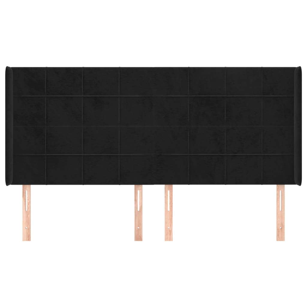 Κεφαλάρι με Πτερύγια Μαύρο 163x16x118/128 εκ. Βελούδινο