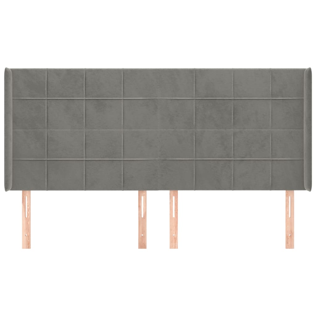 Κεφαλάρι με Πτερύγια Ανοιχτό Γκρι 183x16x118/128 εκ. Βελούδινο