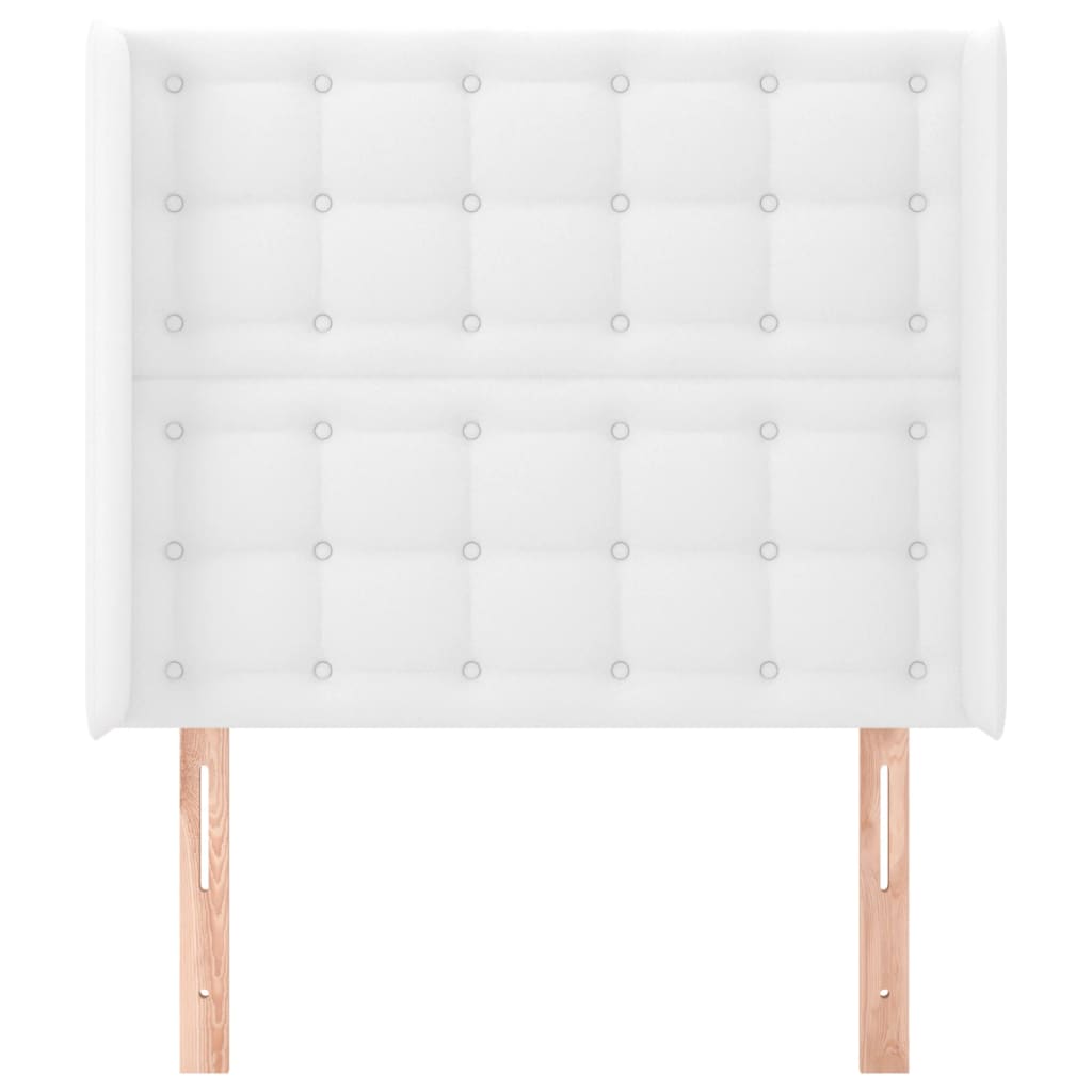 Κεφαλάρι με Πτερύγια Λευκό 83x16x118/128 εκ.Συνθετικό Δέρμα