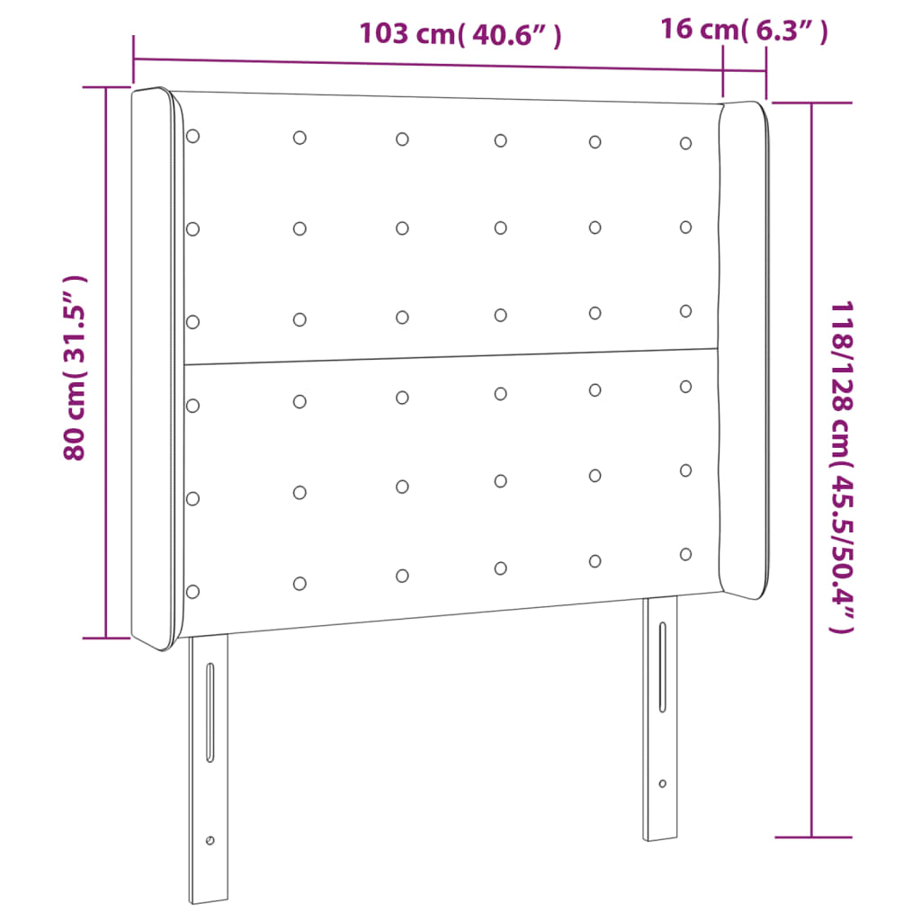 Κεφαλάρι με Πτερύγια Καφέ 103x16x118/128 εκ. Συνθετικό Δέρμα