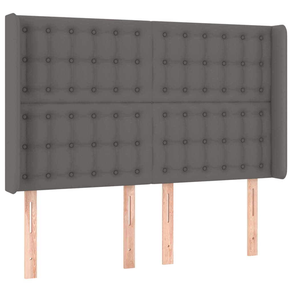 Κεφαλάρι με Πτερύγια Γκρι 147x16x118/128εκ.Συνθετικό Δέρμα
