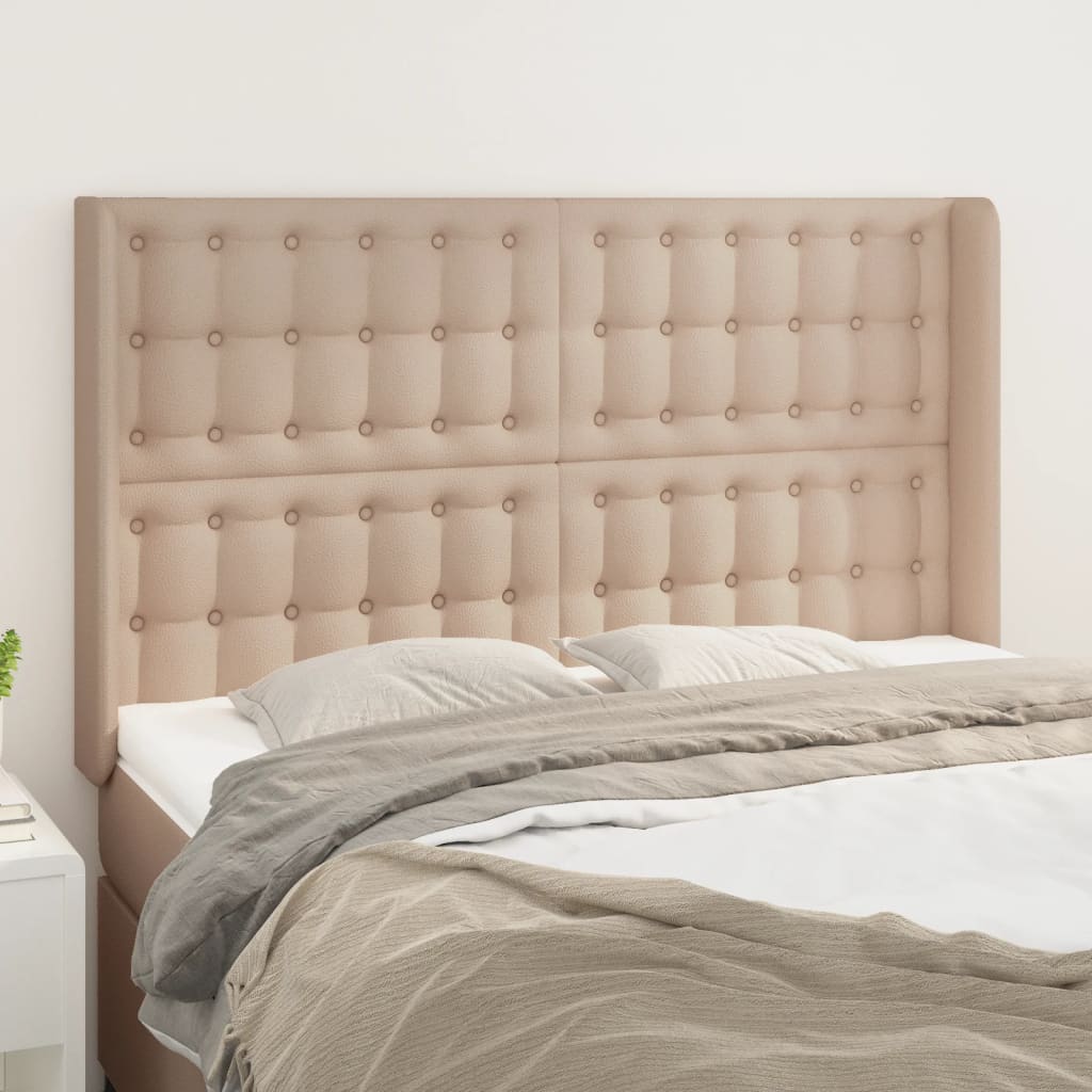 Κεφαλάρι με Πτερύγια Καπουτσίνο 147x16x118/128 εκ. Συνθ. Δέρμα