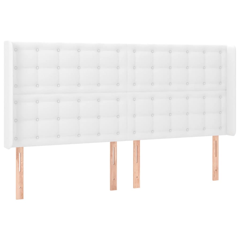 Κεφαλάρι με Πτερύγια Λευκό 163x16x118/128 εκ. Συνθετικό Δέρμα