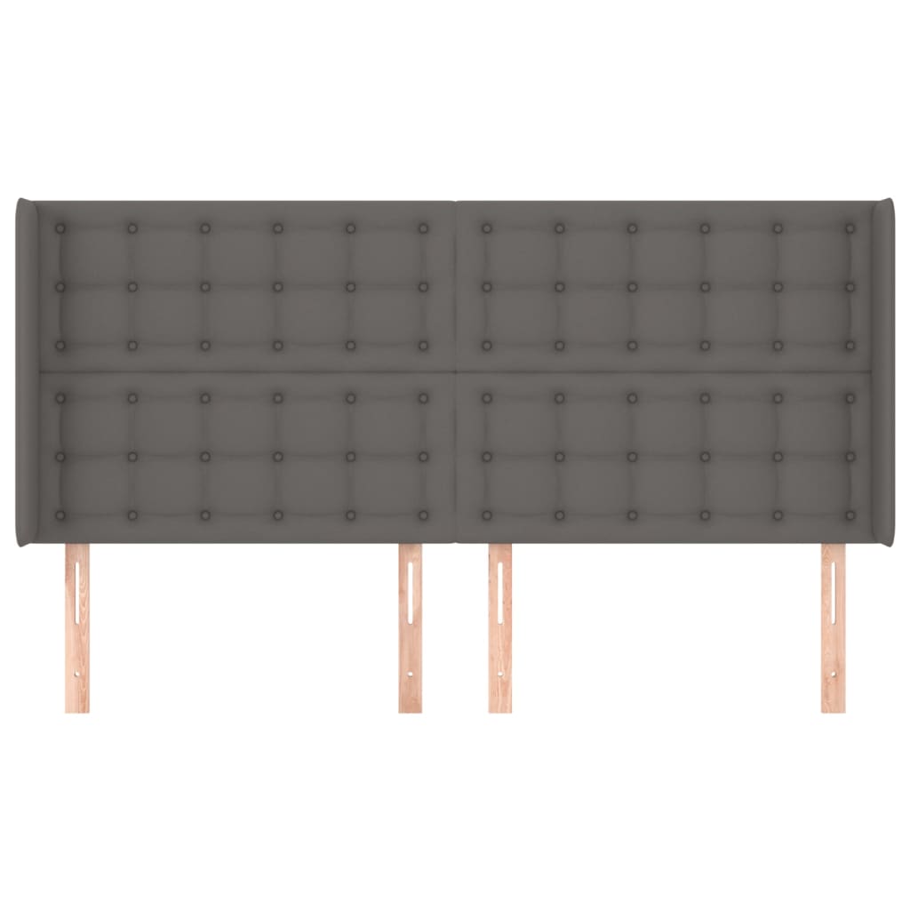 Κεφαλάρι με Πτερύγια Γκρι 163x16x118/128 εκ. Συνθετικό Δέρμα