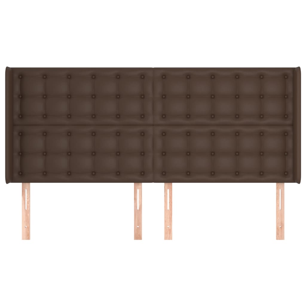 Κεφαλάρι με Πτερύγια Καφέ 183x16x118/128 εκ. Συνθετικό Δέρμα