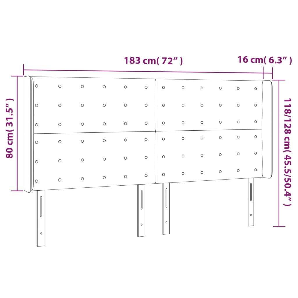 Κεφαλάρι με Πτερύγια Καφέ 183x16x118/128 εκ. Συνθετικό Δέρμα