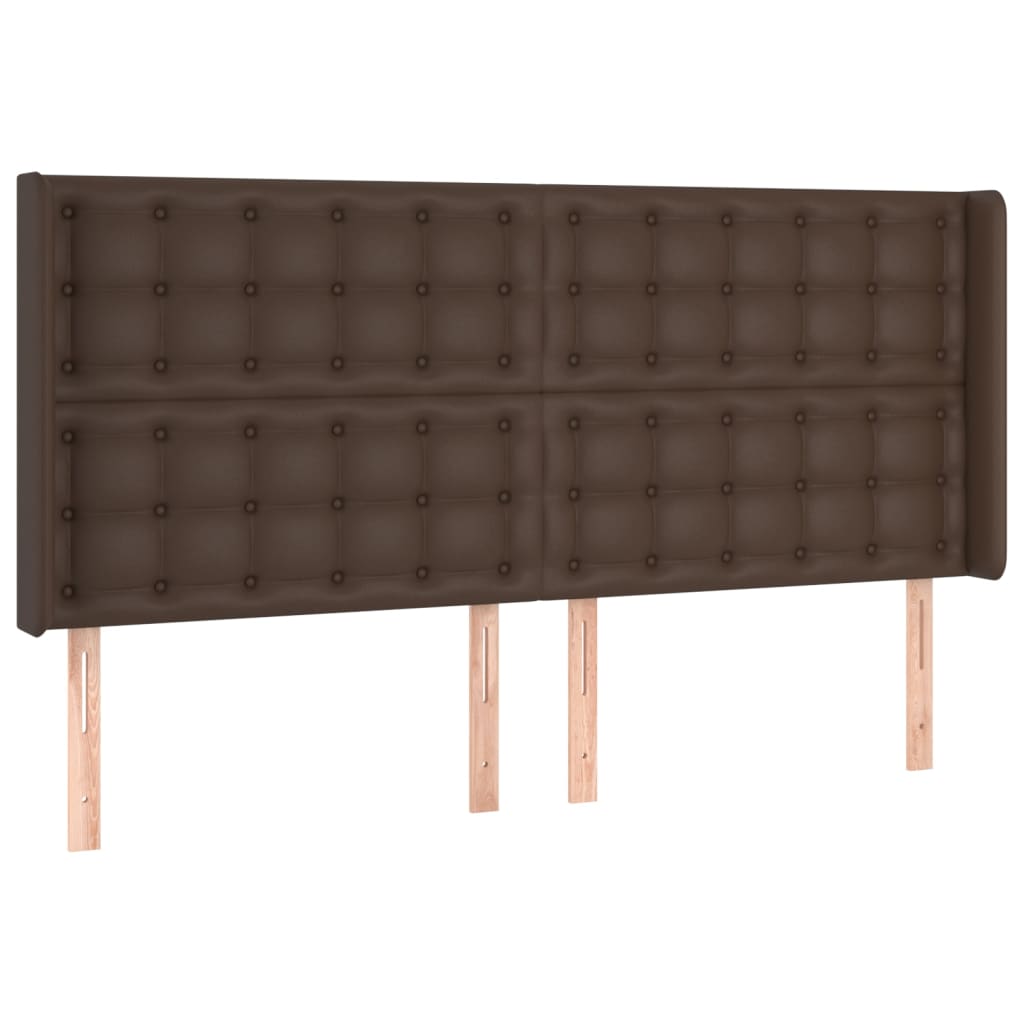 Κεφαλάρι με Πτερύγια Καφέ 203x16x118/128 εκ.Συνθετικό Δέρμα