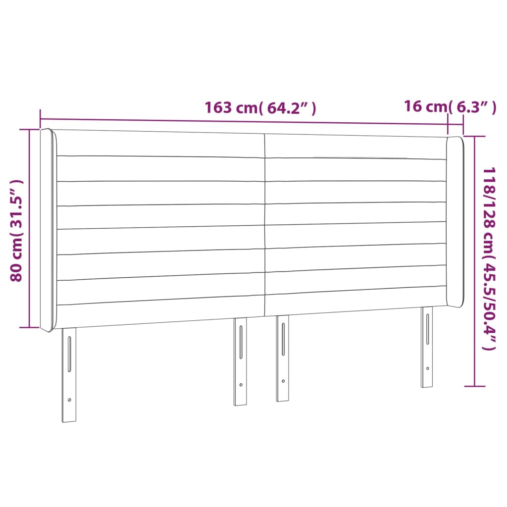 Κεφαλάρι με Πτερύγια Σκούρο Καφέ 163x16x118/128 εκ. Υφασμάτινο