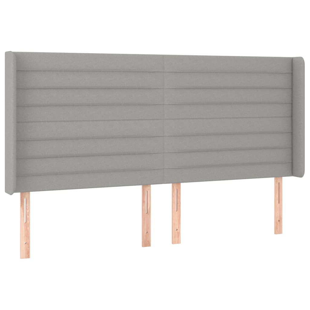 Κεφαλάρι με Πτερύγια Ανοιχτό Γκρι 183x16x118/128 εκ. Υφασμάτινο