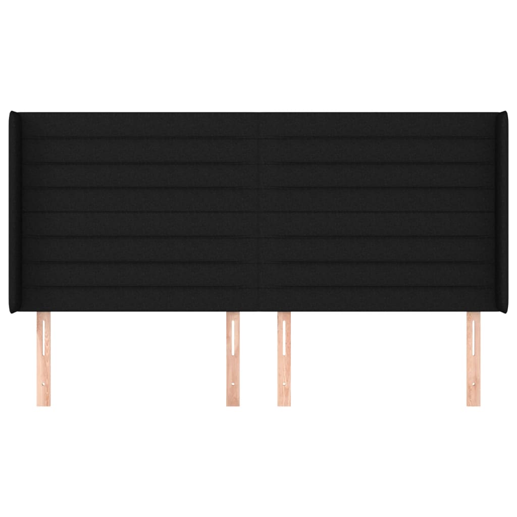 Κεφαλάρι με Πτερύγια Μαύρο 183x16x118/128 εκ. Υφασμάτινο