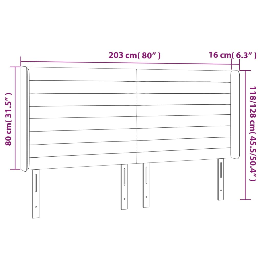 Κεφαλάρι με Πτερύγια Πράσινο 203x16x118/128 εκ. Υφασμάτινο - Pakobazaar
