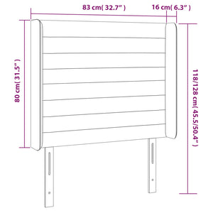 Κεφαλάρι με Πτερύγια Σκούρο Γκρι 83x16x118/128εκ.Βελούδινο