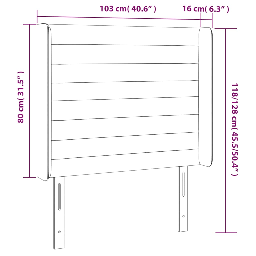 Κεφαλάρι με Πτερύγια Πράσινο 103x16x118/128 εκ. Βελούδινο - Pakobazaar