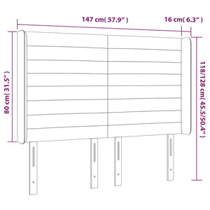 Κεφαλάρι με Πτερύγια Ανοιχτό Γκρι 147x16x118/128 εκ. Βελούδινο