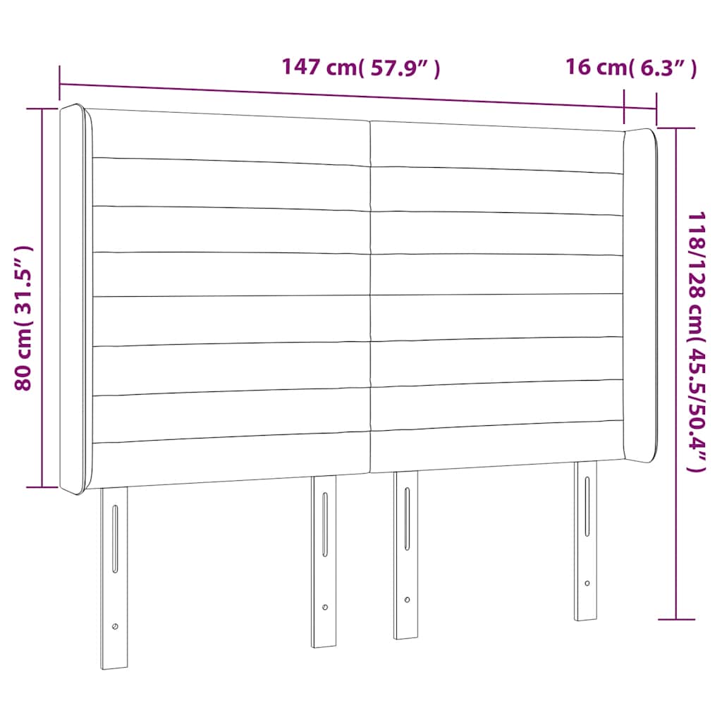 Κεφαλάρι με Πτερύγια Πράσινο 147x16x118/128 εκ. Βελούδινο - Pakobazaar