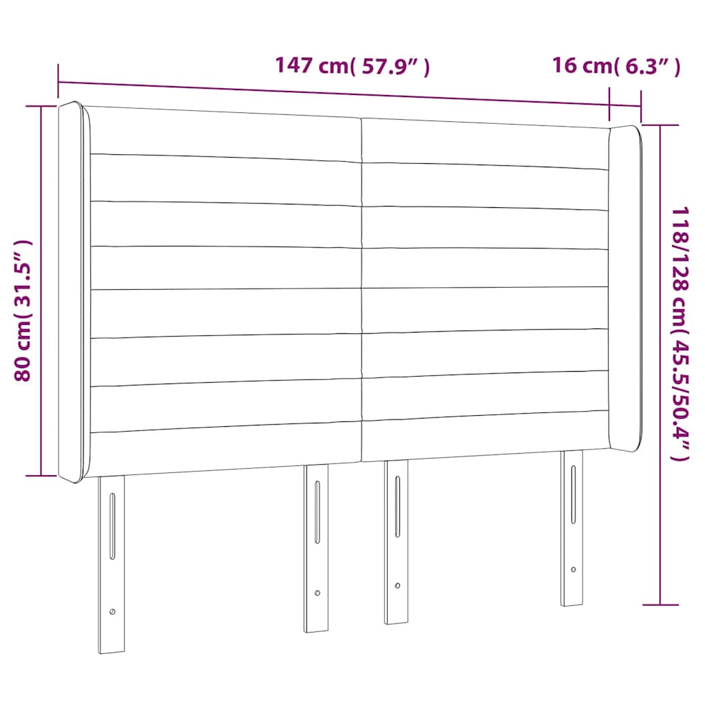 Κεφαλάρι με Πτερύγια Σκούρο Μπλε 147x16x118/128 εκ. Βελούδινο - Pakobazaar