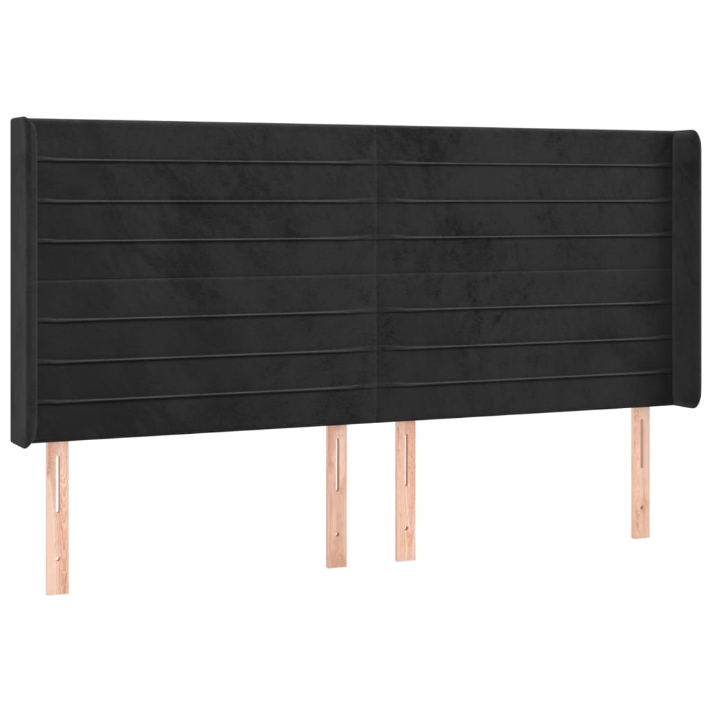 Κεφαλάρι με Πτερύγια Μαύρο 163x16x118/128 εκ. Βελούδινο - Pakobazaar