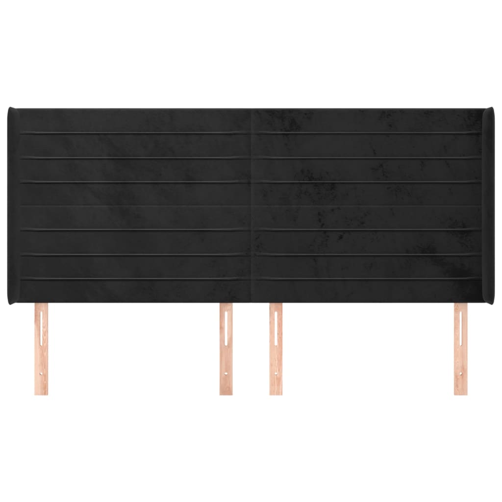 Κεφαλάρι με Πτερύγια Μαύρο 163x16x118/128 εκ. Βελούδινο - Pakobazaar