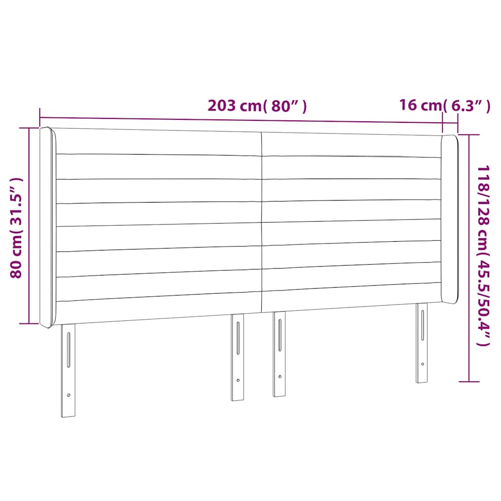Κεφαλάρι με Πτερύγια Σκούρο Μπλε 203x16x118/128 εκ. Βελούδινο - Pakobazaar