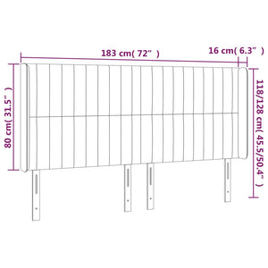 Κεφαλάρι με Πτερύγια Μαύρο 183x16x118/128 εκ. Υφασμάτινο