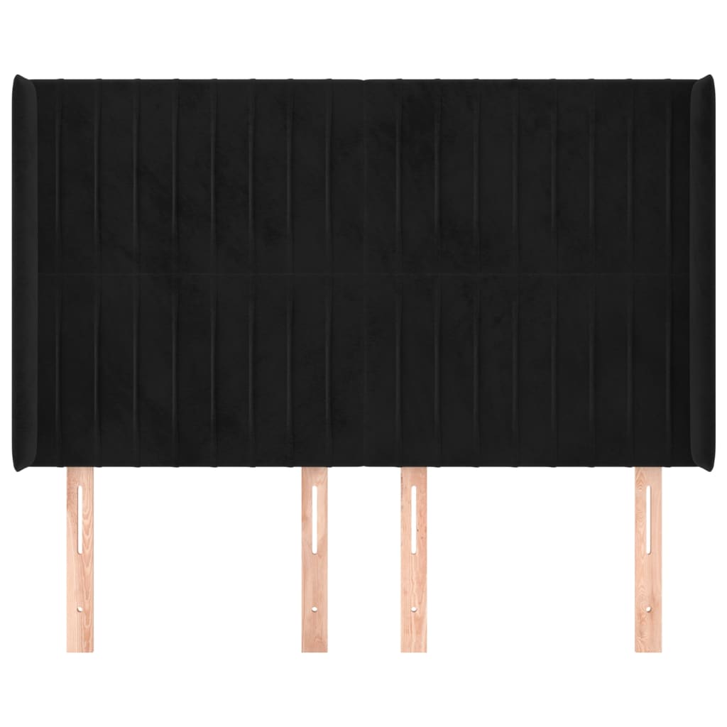 Κεφαλάρι με Πτερύγια Μαύρο 147x16x118/128 εκ. Βελούδινο