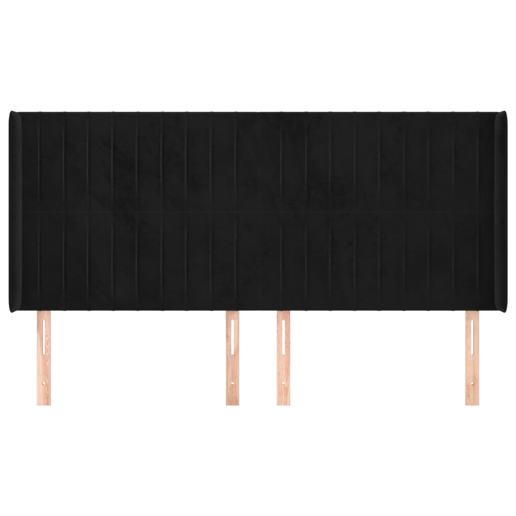 Κεφαλάρι με Πτερύγια Μαύρο 163x16x118/128 εκ. Βελούδινο - Pakobazaar