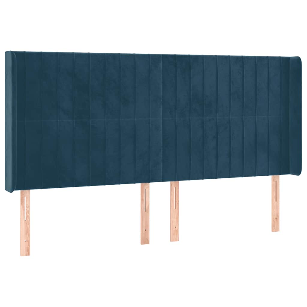 Κεφαλάρι με Πτερύγια Σκούρο Μπλε163x16x118/128 εκ. Βελούδινο - Pakobazaar