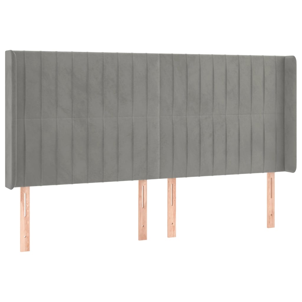 Κεφαλάρι με Πτερύγια Ανοιχτό Γκρι 183x16x118/128 εκ. Βελούδινο