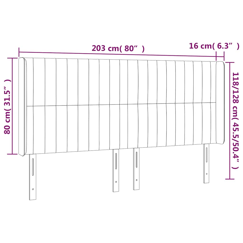 Κεφαλάρι με Πτερύγια Σκούρο Μπλε 203x16x118/128 εκ. Βελούδινο - Pakobazaar