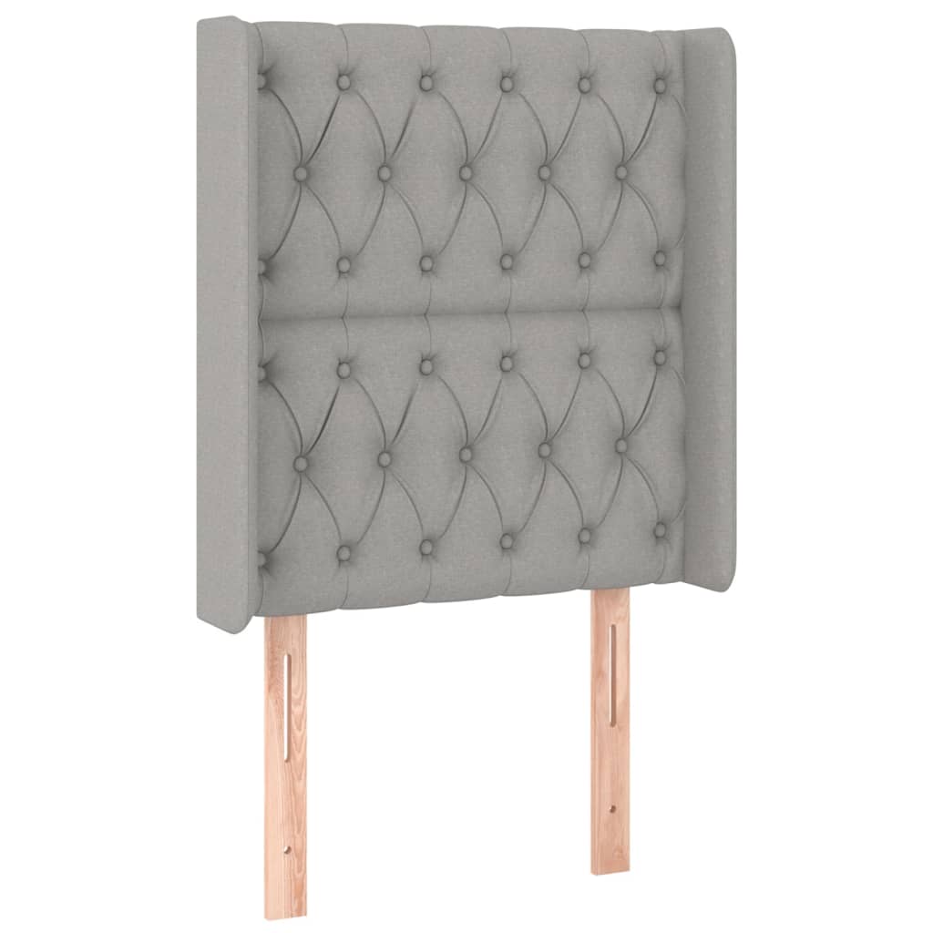 Κεφαλάρι με Πτερύγια Ανοιχτό Γκρι 83x16x118/128 εκ. Υφασμάτινο