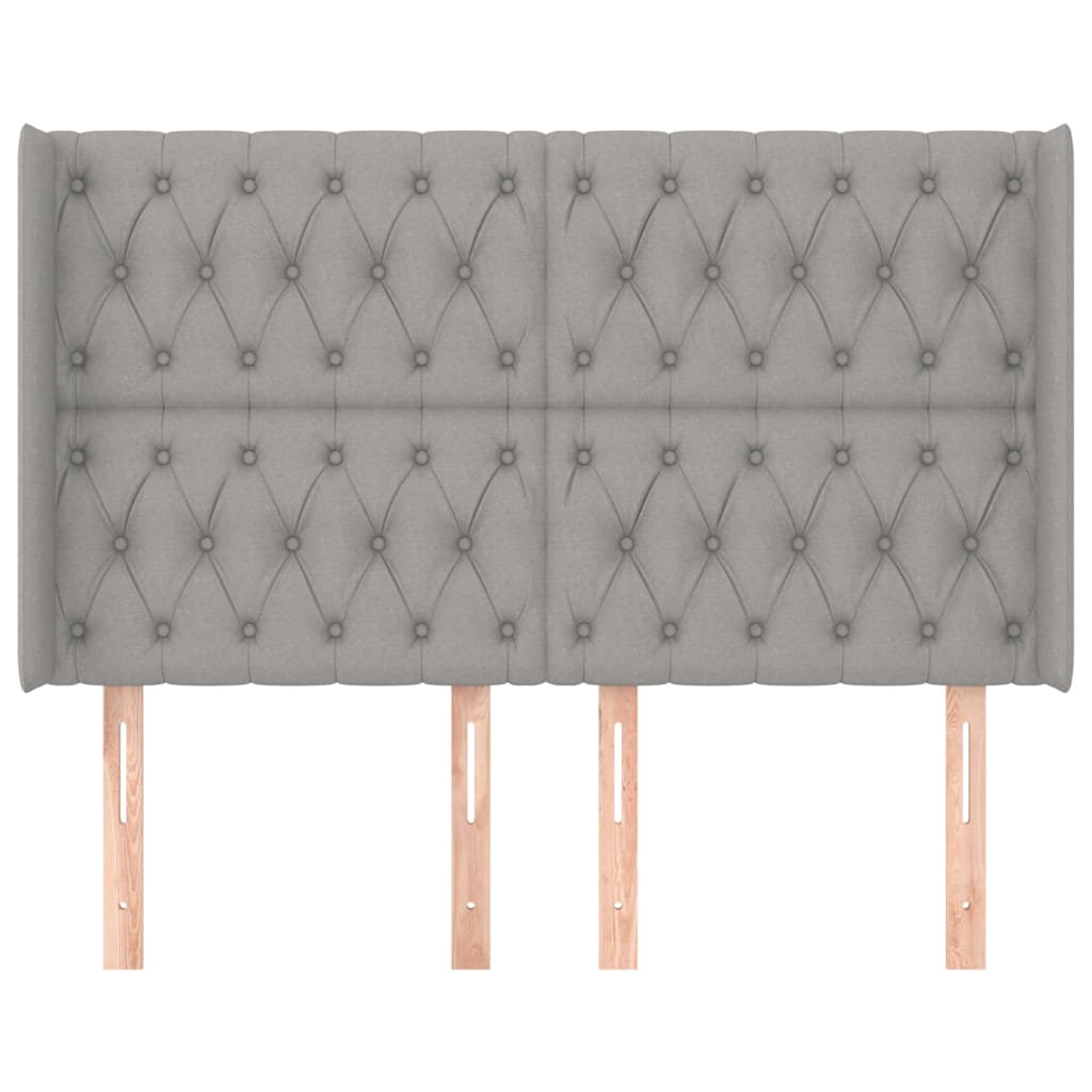 Κεφαλάρι με Πτερύγια Ανοιχτό Γκρι 163x16x118/128 εκ. Υφασμάτινο