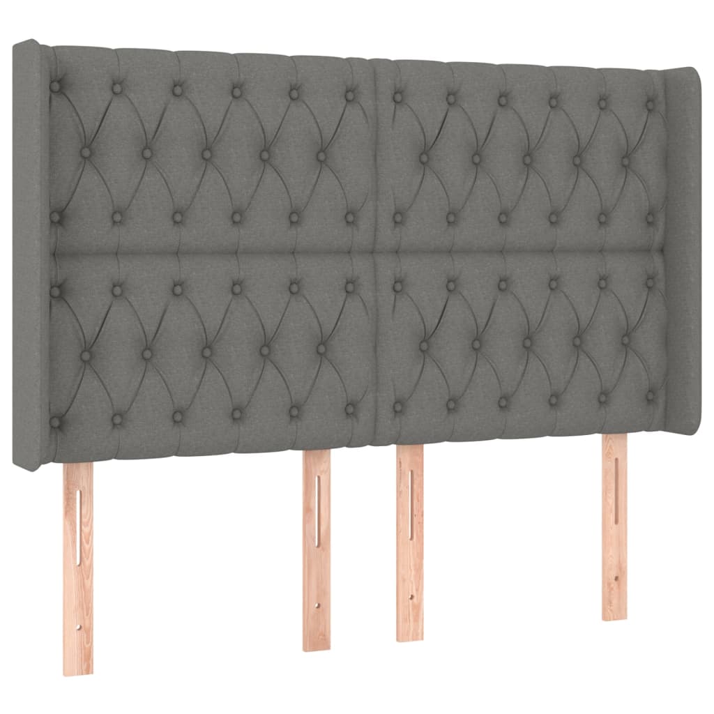 Κεφαλάρι με Πτερύγια Σκούρο Γκρι 163x16x118/128 εκ. Υφασμάτινο - Pakobazaar