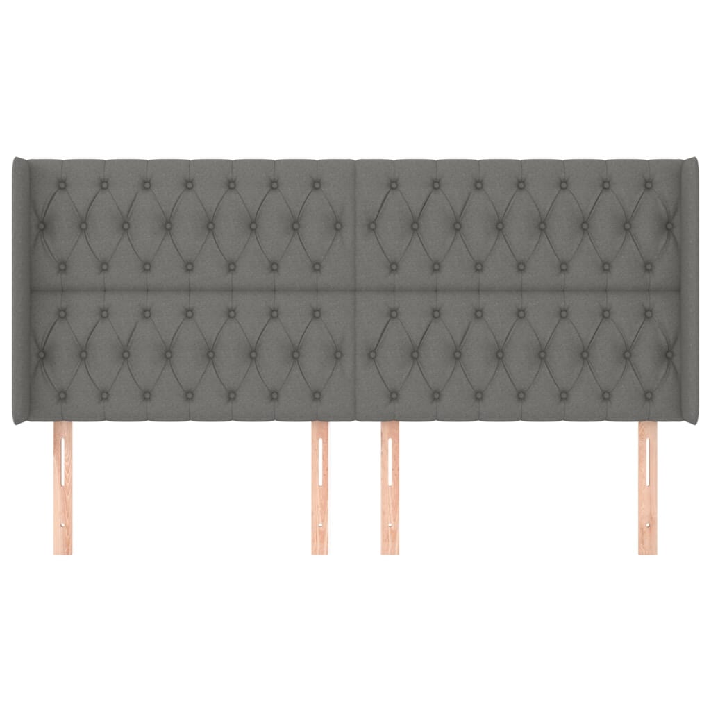 Κεφαλάρι με Πτερύγια Σκούρο Γκρι 183x16x118/128 εκ. Υφασμάτινο