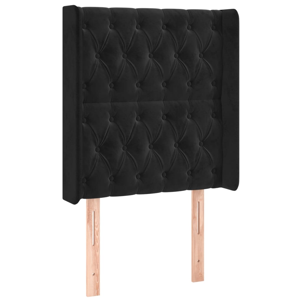 Κεφαλάρι με Πτερύγια Μαύρο 83x16x118/128 εκ. Βελούδινο - Pakobazaar