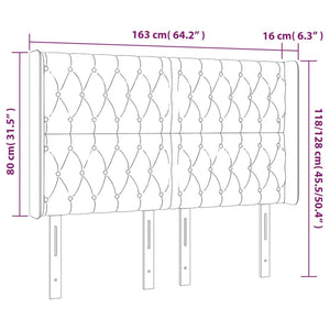 Κεφαλάρι με Πτερύγια Ανοιχτό Γκρι 163x16x118/128 εκ. Βελούδινο