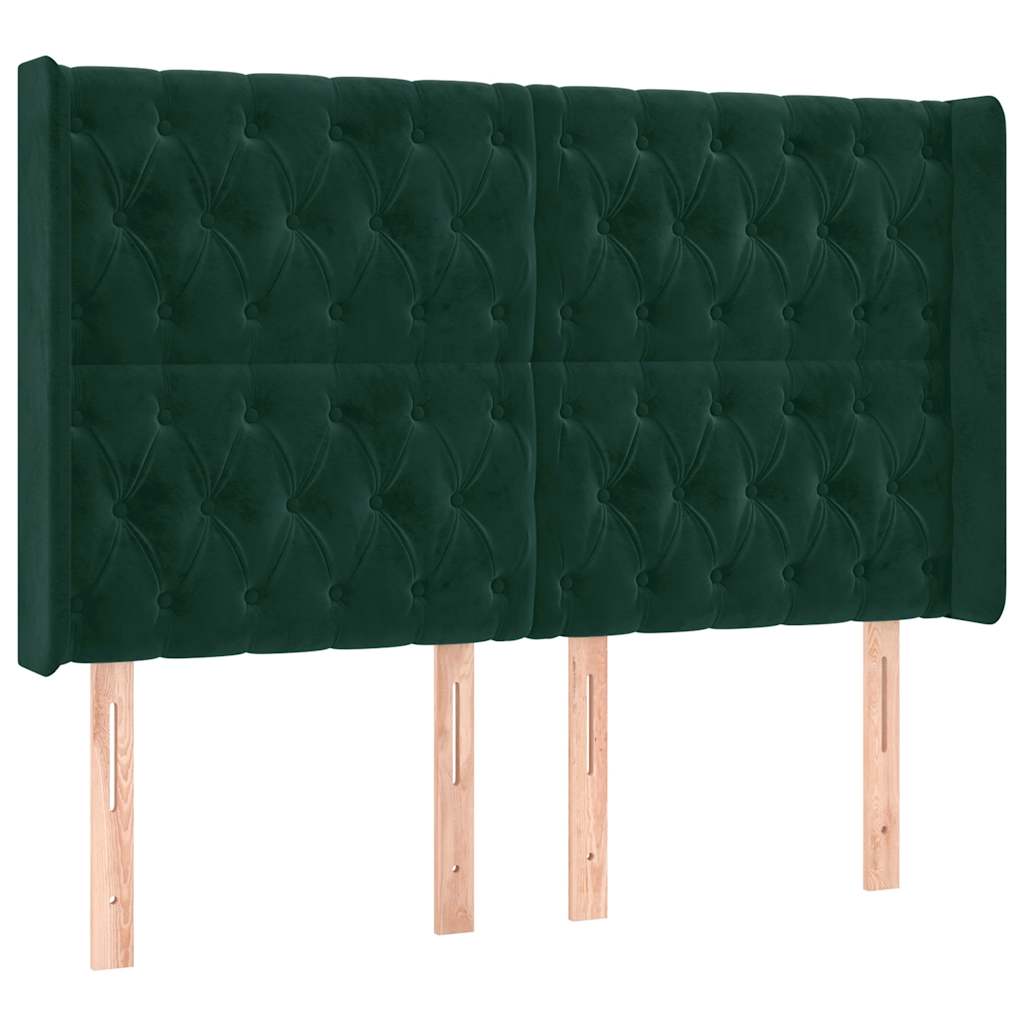 Κεφαλάρι με Πτερύγια Πράσινο 163x16x118/128 εκ. Βελούδινο - Pakobazaar