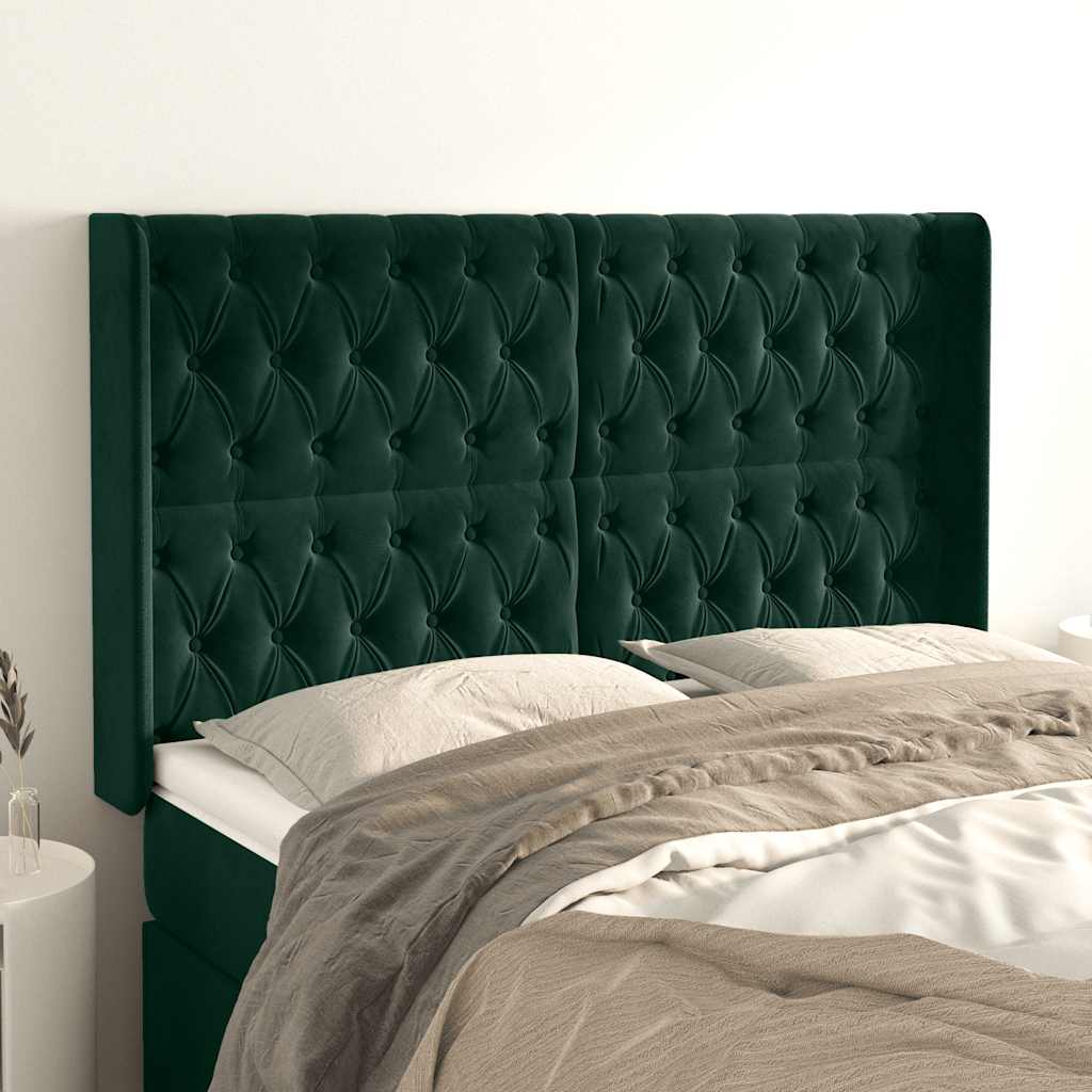 Κεφαλάρι με Πτερύγια Πράσινο 163x16x118/128 εκ. Βελούδινο - Pakobazaar