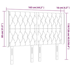 Κεφαλάρι με Πτερύγια Ροζ 163x16x118/128 εκ. Βελούδινο